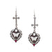Wholesale alloy cross heart shape ancient silver drip oil white butterfly gemstone earrings JDC-ES-YYFF001 Earrings 燕羽飞飞 Wholesale Jewelry JoyasDeChina Joyas De China