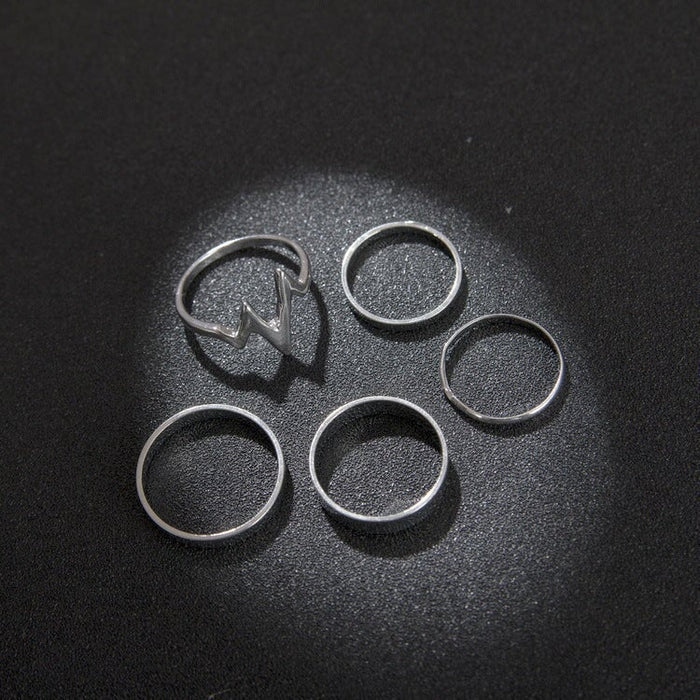 Wholesale Alloy Electrocardiogram Ring Set JDC-RS-RL041 Rings 瑞列 Wholesale Jewelry JoyasDeChina Joyas De China
