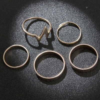 Wholesale Alloy Electrocardiogram Ring Set JDC-RS-RL041 Rings 瑞列 Wholesale Jewelry JoyasDeChina Joyas De China