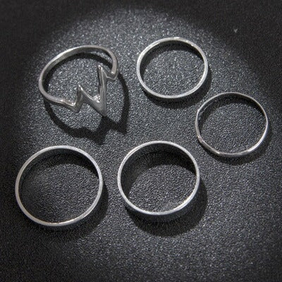 Wholesale Alloy Electrocardiogram Ring Set JDC-RS-RL041 Rings 瑞列 Wholesale Jewelry JoyasDeChina Joyas De China