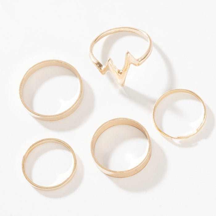 Wholesale Alloy Electrocardiogram Ring Set JDC-RS-RL041 Rings 瑞列 gold Wholesale Jewelry JoyasDeChina Joyas De China