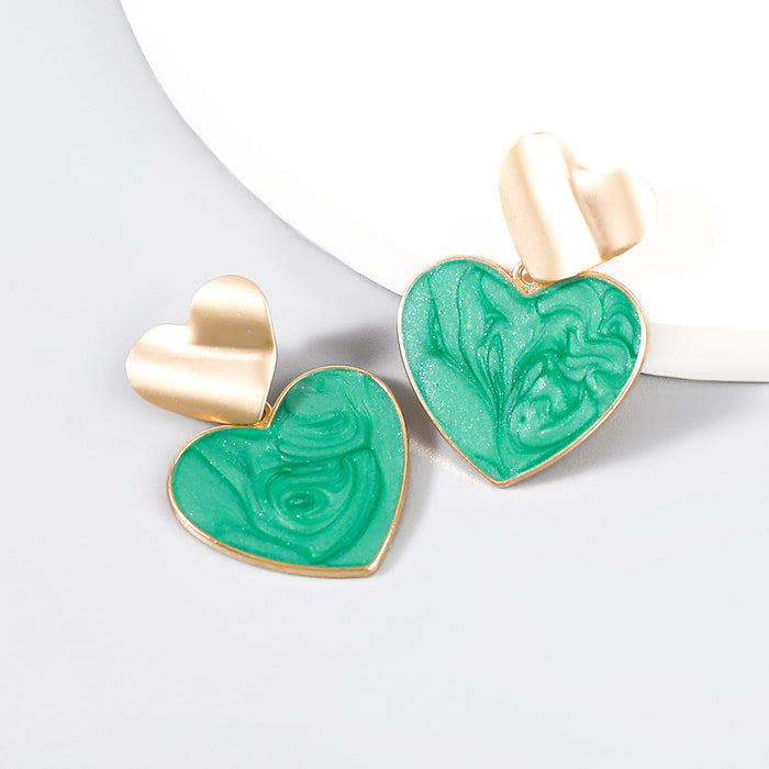 Wholesale alloy enamel double love earrings JDC-ES-JL837 Earrings 氿乐 green Wholesale Jewelry JoyasDeChina Joyas De China