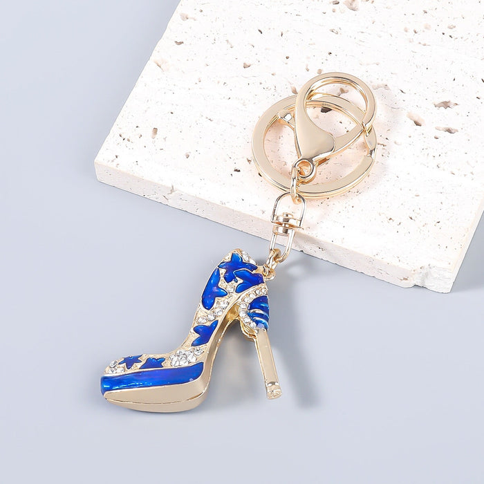 Wholesale Alloy Enamel Rhinestone High Heels Keychain JDC-KC-JL012 Keychains 氿乐 Blue Wholesale Jewelry JoyasDeChina Joyas De China