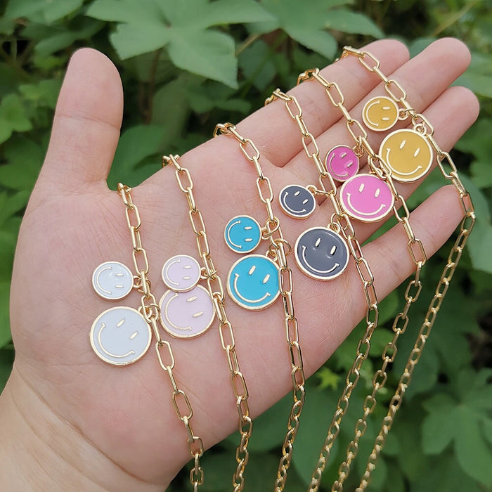 Wholesale Alloy Enamel Smiley Necklace JDC-NE-YiD003 Necklaces 宜达 Wholesale Jewelry JoyasDeChina Joyas De China