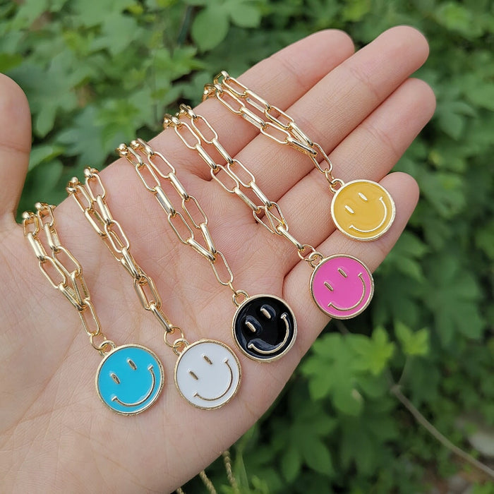Wholesale Alloy Enamel Smiley Necklace JDC-NE-YiD003 Necklaces 宜达 Wholesale Jewelry JoyasDeChina Joyas De China