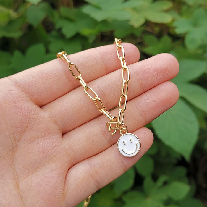 Wholesale Alloy Enamel Smiley Necklace JDC-NE-YiD003 Necklaces 宜达 XH0596 white S Wholesale Jewelry JoyasDeChina Joyas De China