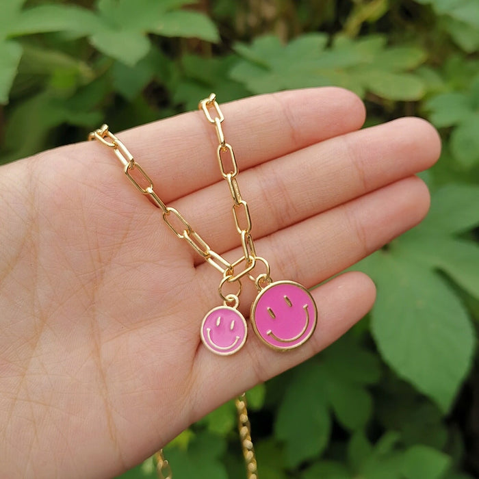 Wholesale Alloy Enamel Smiley Necklace JDC-NE-YiD003 Necklaces 宜达 XH0598 rose red Wholesale Jewelry JoyasDeChina Joyas De China
