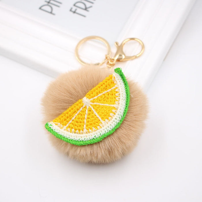 Wholesale Alloy Faux Hair Avocado Daisy Hair Ball Pom Pom Keychain JDC-KC-Zuge040 Keychains 祖格 Wholesale Jewelry JoyasDeChina Joyas De China
