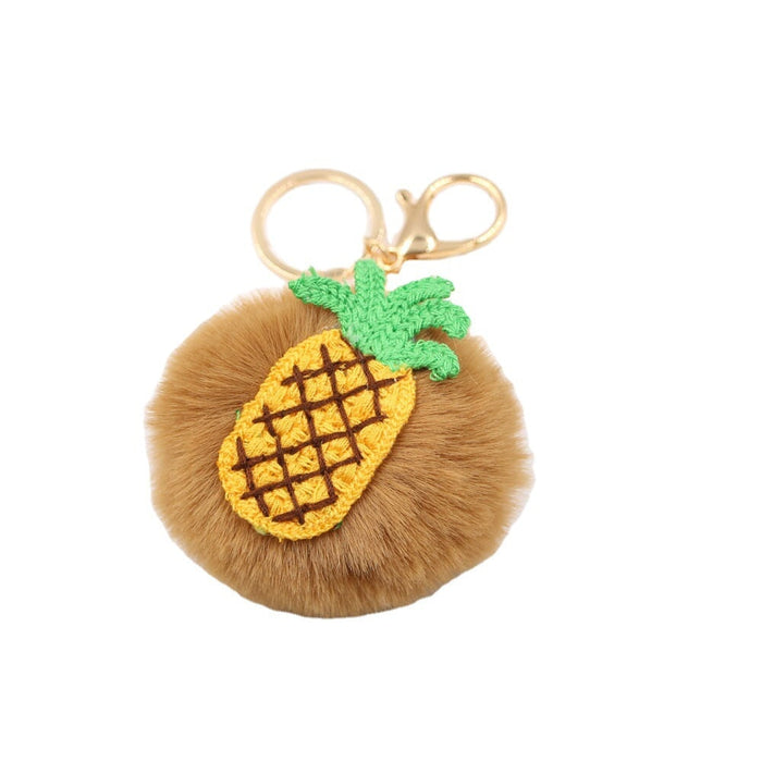 Wholesale Alloy Faux Hair Avocado Daisy Hair Ball Pom Pom Keychain JDC-KC-Zuge040 Keychains 祖格 Wholesale Jewelry JoyasDeChina Joyas De China