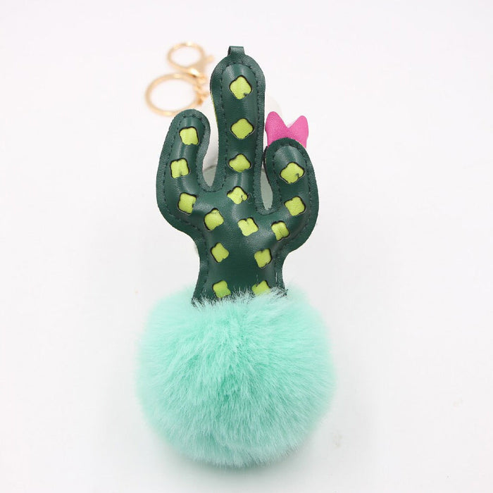 Wholesale Alloy Faux Hair Cactus Hairball Pom Pom Keychain JDC-KC-Zuge039 Keychains 祖格 Mint Green / Wholesale Jewelry JoyasDeChina Joyas De China