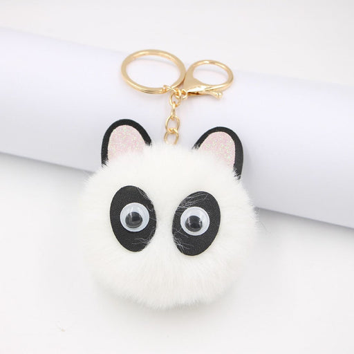 Wholesale Alloy Faux Hair Panda Hair Ball Pom Pom Keychain JDC-KC-Zuge038 Keychains 祖格 white / Wholesale Jewelry JoyasDeChina Joyas De China