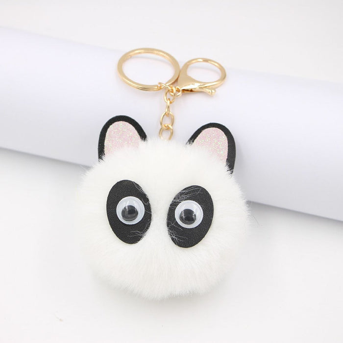 Wholesale Alloy Faux Hair Panda Hair Ball Pom Pom Keychain JDC-KC-Zuge038 Keychains 祖格 white / Wholesale Jewelry JoyasDeChina Joyas De China
