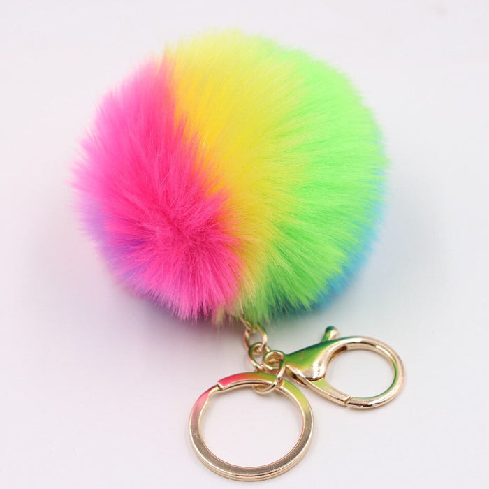 Wholesale Alloy Faux Hair Rainbow Hair Ball Pom Pom Keychain JDC-KC-Zuge037 Keychains 祖格 A Wholesale Jewelry JoyasDeChina Joyas De China