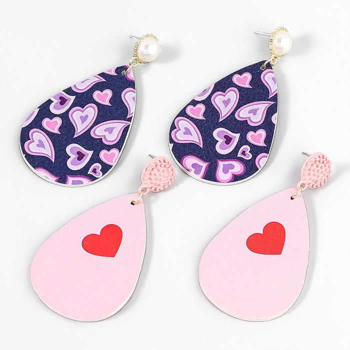 Wholesale Alloy Faux Leather Geometric Heart Earrings JDC-ES-JL894 Earrings 氿乐 Wholesale Jewelry JoyasDeChina Joyas De China