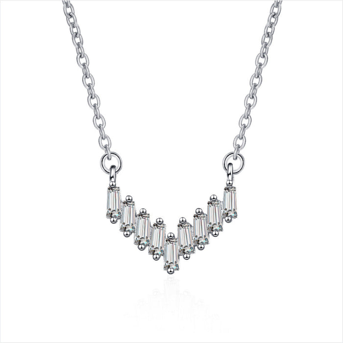 Wholesale alloy flash Rhinestone v-shaped necklace Sterling Silver Jewelry JDC-NE-BLX039 NECKLACE 宝来兴 silver Wholesale Jewelry JoyasDeChina Joyas De China