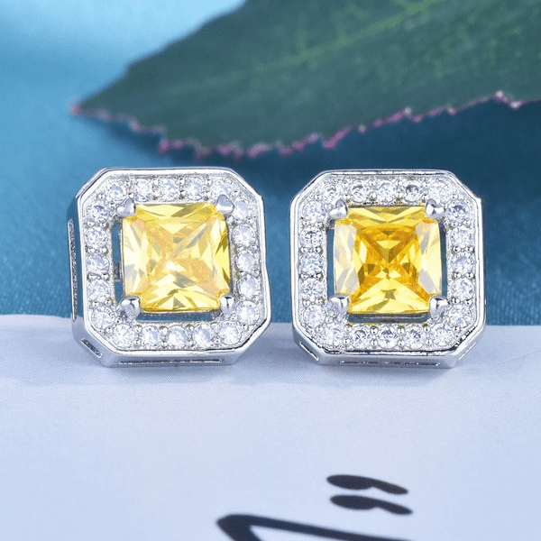 Wholesale Alloy Four Claw Square Earrings JDC-ES-ZhenR009 Earrings 臻荣 Wholesale Jewelry JoyasDeChina Joyas De China