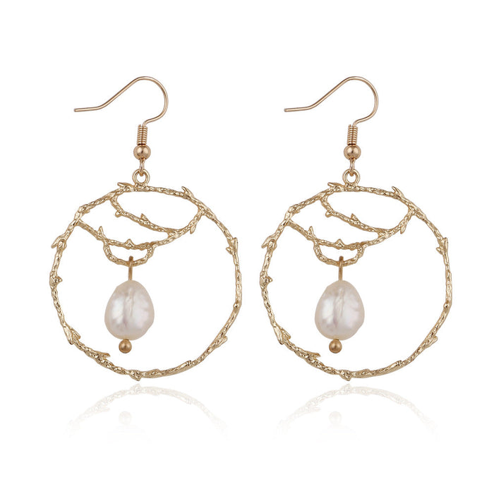 Wholesale Alloy Freshwater Pearl Earrings JDC-ES-GSJM083 Earrings 杰米 gold E68655 Wholesale Jewelry JoyasDeChina Joyas De China