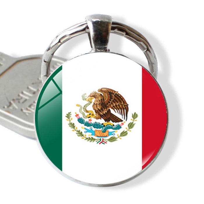 Wholesale Alloy Glass Patch National Flag Keychain JDC-KC-Hengx001 Keychains 横湘 PSXL001146-21 Mexico Wholesale Jewelry JoyasDeChina Joyas De China