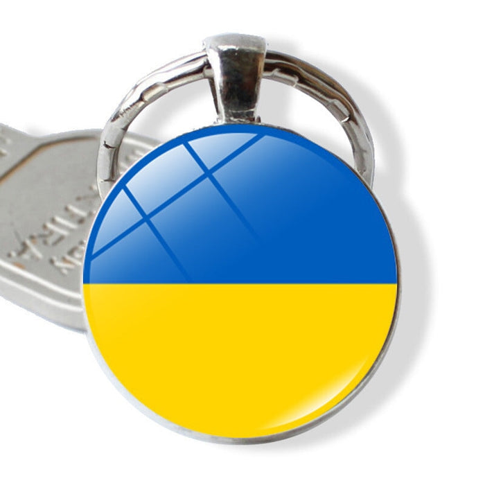 Wholesale Alloy Glass Patch National Flag Keychain JDC-KC-Hengx001 Keychains 横湘 PSXL001146-36 Ukraine Wholesale Jewelry JoyasDeChina Joyas De China