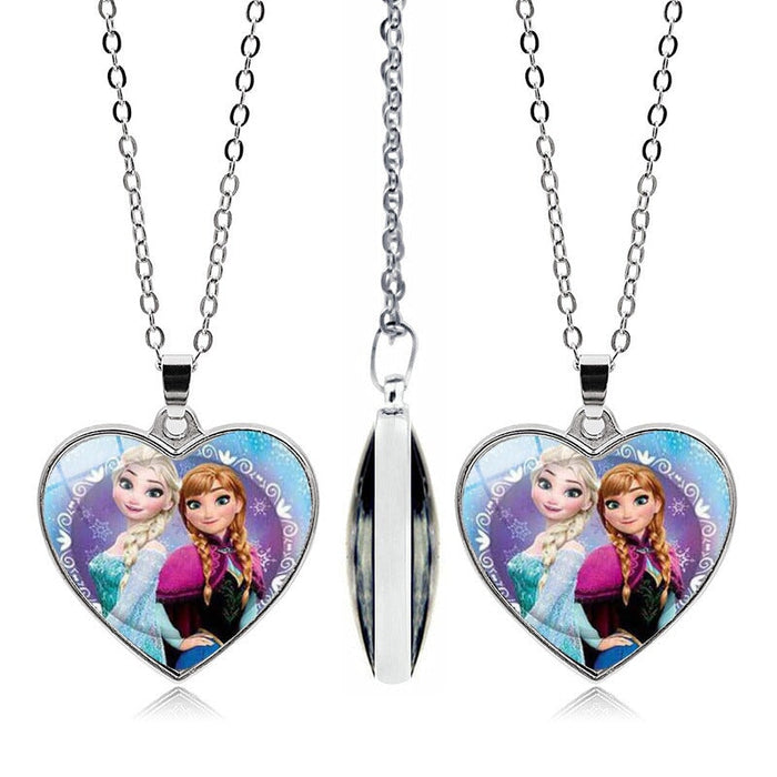 Wholesale Alloy Glass Piece Princess Time Gemstone Heart Necklace JDC-NE-Hengx003 Necklaces 横湘 Wholesale Jewelry JoyasDeChina Joyas De China