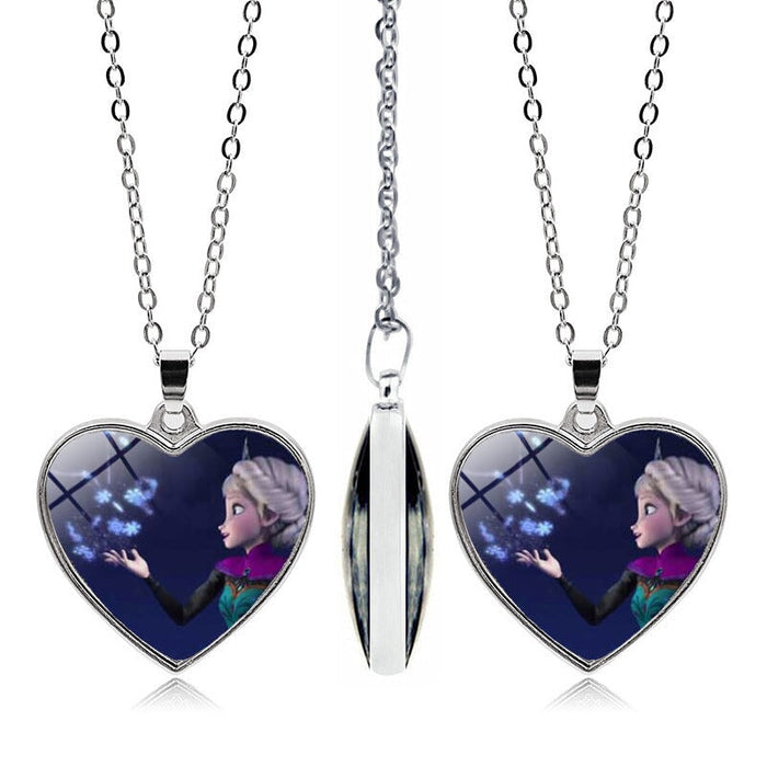 Wholesale Alloy Glass Piece Princess Time Gemstone Heart Necklace JDC-NE-Hengx003 Necklaces 横湘 Wholesale Jewelry JoyasDeChina Joyas De China
