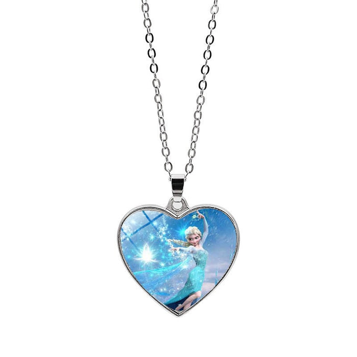 Wholesale Alloy Glass Piece Princess Time Gemstone Heart Necklace JDC-NE-Hengx003 Necklaces 横湘 Wholesale Jewelry JoyasDeChina Joyas De China