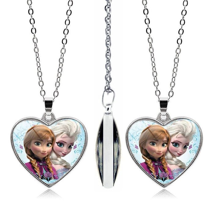 Wholesale Alloy Glass Piece Princess Time Gemstone Heart Necklace JDC-NE-Hengx003 Necklaces 横湘 PSXL001496-3 Wholesale Jewelry JoyasDeChina Joyas De China