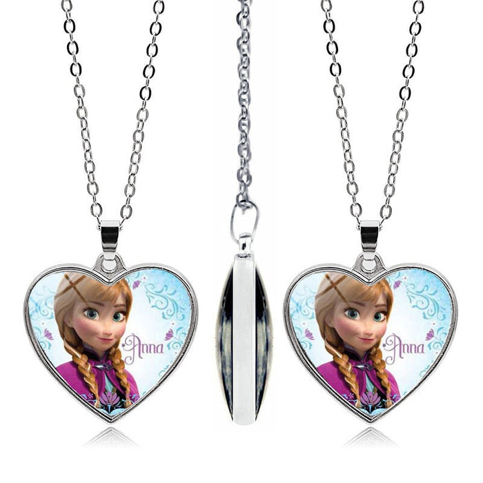 Wholesale Alloy Glass Piece Princess Time Gemstone Heart Necklace JDC-NE-Hengx003 Necklaces 横湘 PSXL001496-5 Wholesale Jewelry JoyasDeChina Joyas De China