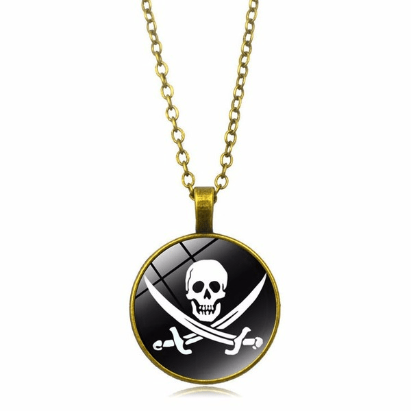 Wholesale Alloy Glass Piece Skull Time Gemstone Necklace JDC-NE-Hengx005 Necklaces 横湘 Wholesale Jewelry JoyasDeChina Joyas De China