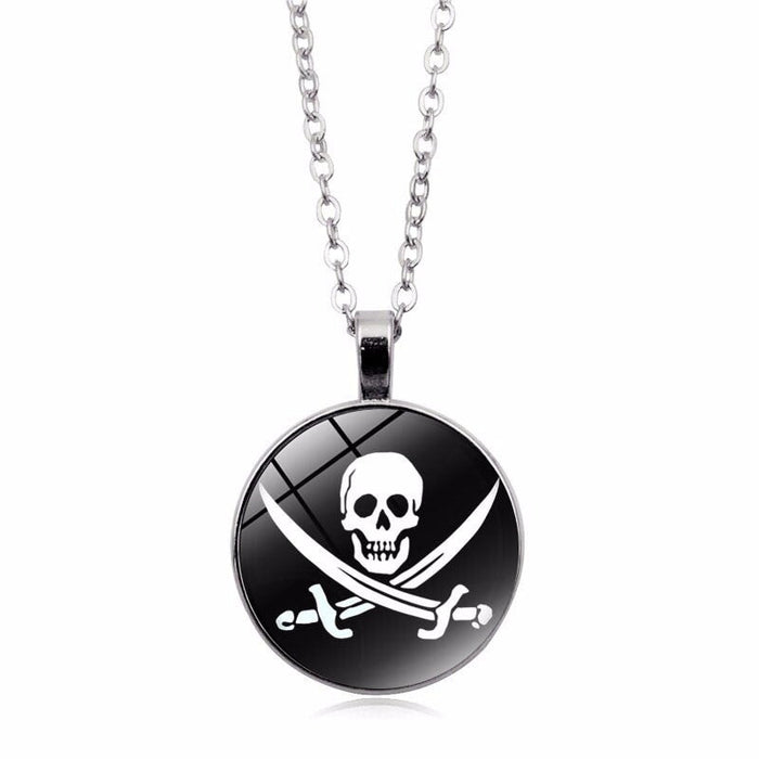 Wholesale Alloy Glass Piece Skull Time Gemstone Necklace JDC-NE-Hengx005 Necklaces 横湘 XTS0413-silver Wholesale Jewelry JoyasDeChina Joyas De China