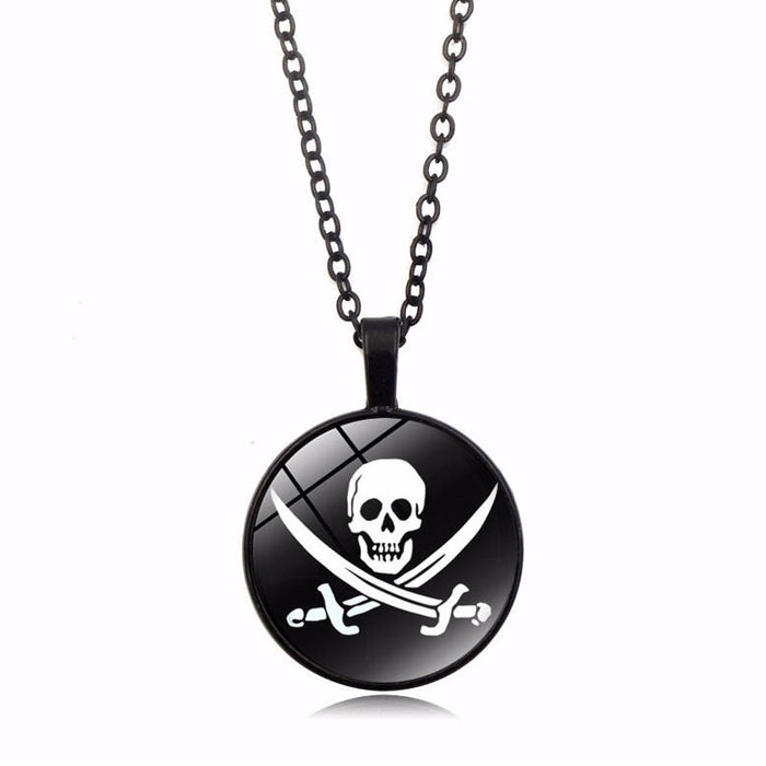 Wholesale Alloy Glass Piece Skull Time Gemstone Necklace JDC-NE-Hengx005 Necklaces 横湘 XTS0414-black Wholesale Jewelry JoyasDeChina Joyas De China