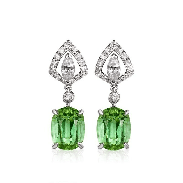 Wholesale Alloy Green Tourmaline Earrings JDC-ES-ZhenR007 Earrings 臻荣 Wholesale Jewelry JoyasDeChina Joyas De China