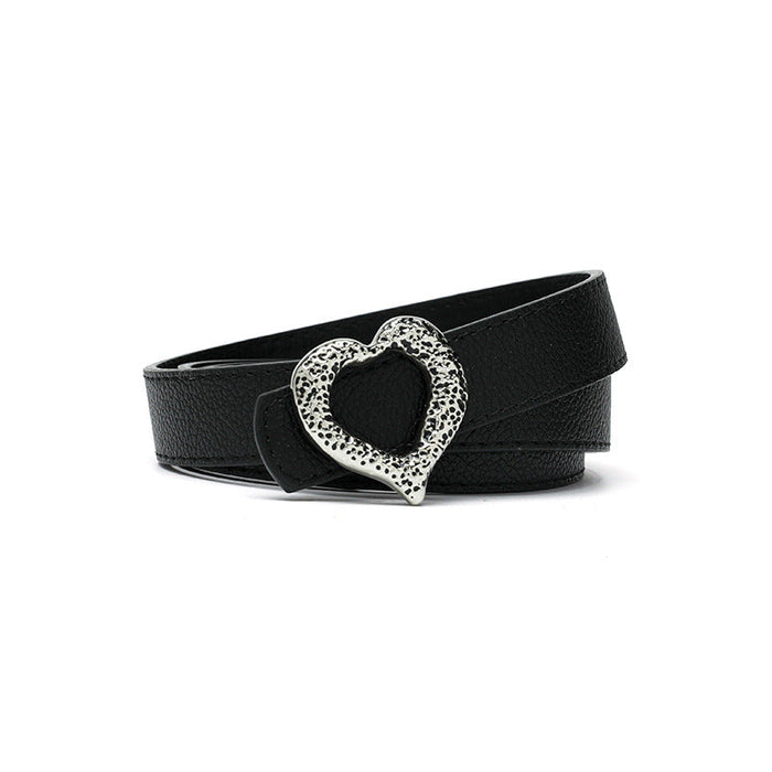 Wholesale Alloy Heart Buckle PU Leather Women's Belt JDC-WB-Nuoy029 Womenbelt 诺娅 black length 103 width 2.3 Wholesale Jewelry JoyasDeChina Joyas De China