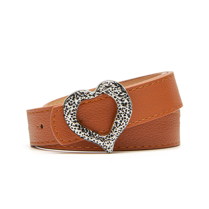 Wholesale Alloy Heart Buckle PU Leather Women's Belt JDC-WB-Nuoy029 Womenbelt 诺娅 camel length 103 width 2.3 Wholesale Jewelry JoyasDeChina Joyas De China