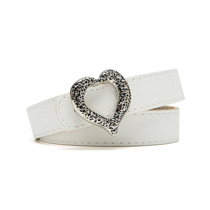 Wholesale Alloy Heart Buckle PU Leather Women's Belt JDC-WB-Nuoy029 Womenbelt 诺娅 white length 103 width 2.3 Wholesale Jewelry JoyasDeChina Joyas De China