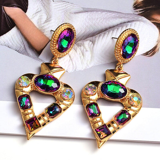 Wholesale Alloy Heart Color Rhinestone Earrings JDC-ES-SK097 Earrings 深刻 Wholesale Jewelry JoyasDeChina Joyas De China