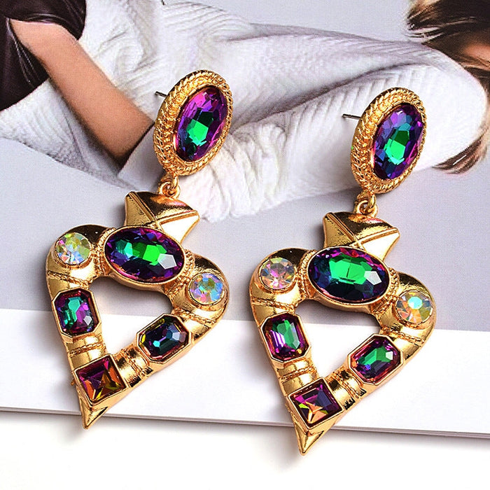 Wholesale Alloy Heart Color Rhinestone Earrings JDC-ES-SK097 Earrings 深刻 Wholesale Jewelry JoyasDeChina Joyas De China