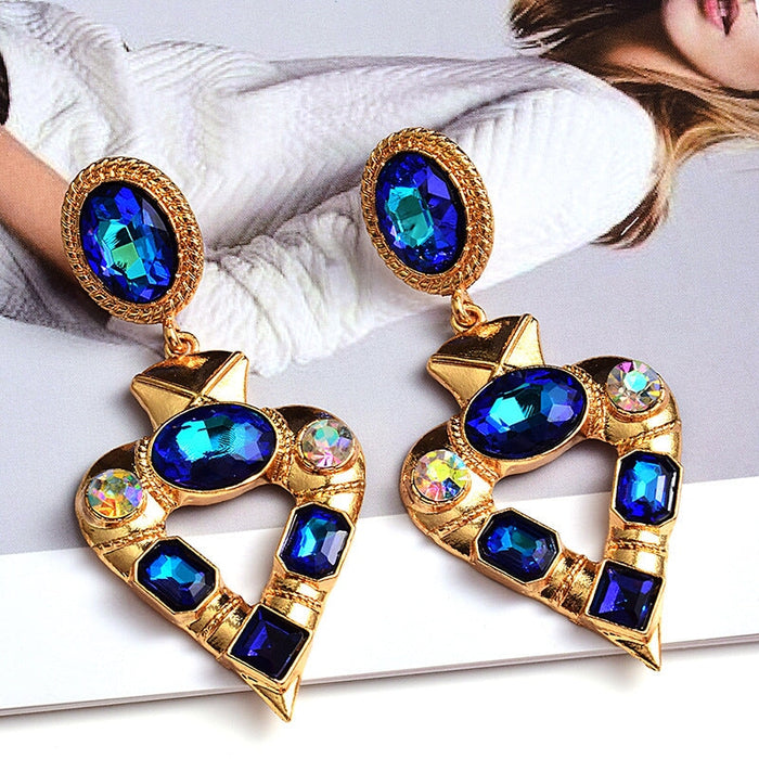Wholesale Alloy Heart Color Rhinestone Earrings JDC-ES-SK097 Earrings 深刻 blue Wholesale Jewelry JoyasDeChina Joyas De China
