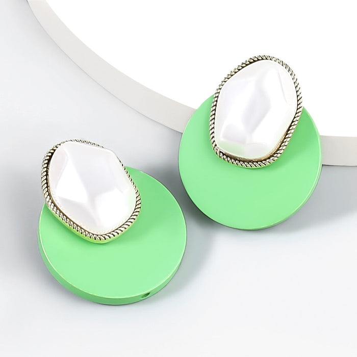 Wholesale Alloy Imitation Pearl Wood Round Earrings JDC-ES-JL897 Earrings 氿乐 green Wholesale Jewelry JoyasDeChina Joyas De China