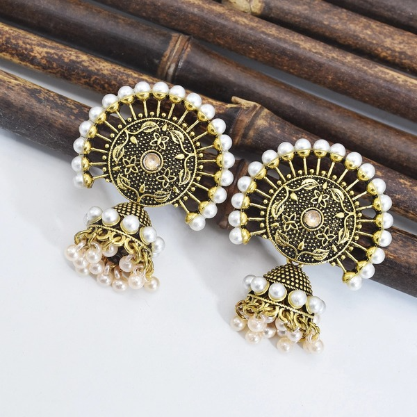 Bulk Jewelry Wholesale alloy Indian style pearl Tassel Earrings JDC-ES-T16 Wholesale factory from China YIWU China