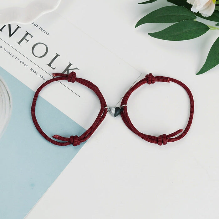 Wholesale Alloy Magnetic Attraction Couple Magnetic Bracelet JDC-BT-Yongy003 Bracelet 永依 Wine red pair Wholesale Jewelry JoyasDeChina Joyas De China