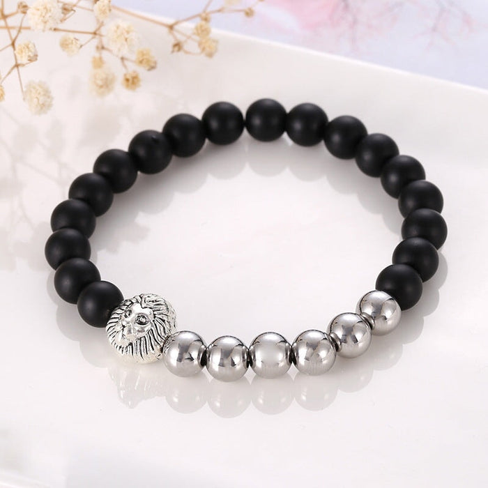 Wholesale Alloy Natural Stone Lion Beaded Bracelet JDC-BT-ZiR008 Bracelet 孜瑞 Wholesale Jewelry JoyasDeChina Joyas De China