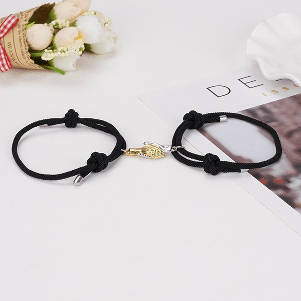 Wholesale Alloy Red Handshake Magnetic Braided Couple Bracelet JDC-BT-Yongy004 Bracelet 永依 Wholesale Jewelry JoyasDeChina Joyas De China