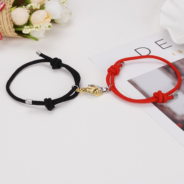 Wholesale Alloy Red Handshake Magnetic Braided Couple Bracelet JDC-BT-Yongy004 Bracelet 永依 Wholesale Jewelry JoyasDeChina Joyas De China