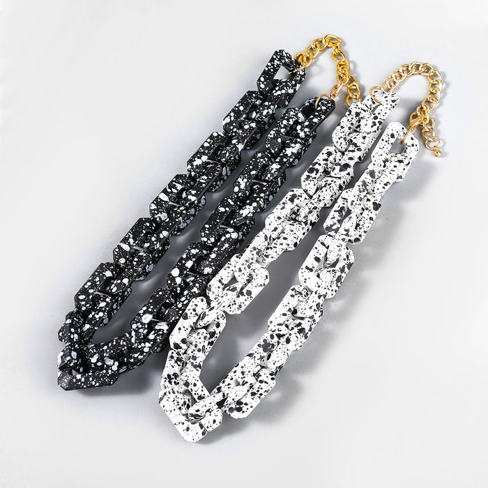 Wholesale Alloy Resin Black And White Speckled Chain Necklace JDC-NE-JL189 Necklaces 氿乐 Wholesale Jewelry JoyasDeChina Joyas De China