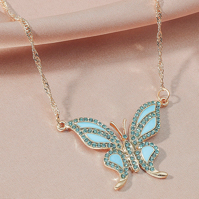 Bulk Jewelry Wholesale alloy rhinestone butterfly necklace JDC-NE-A310 Wholesale factory from China YIWU China