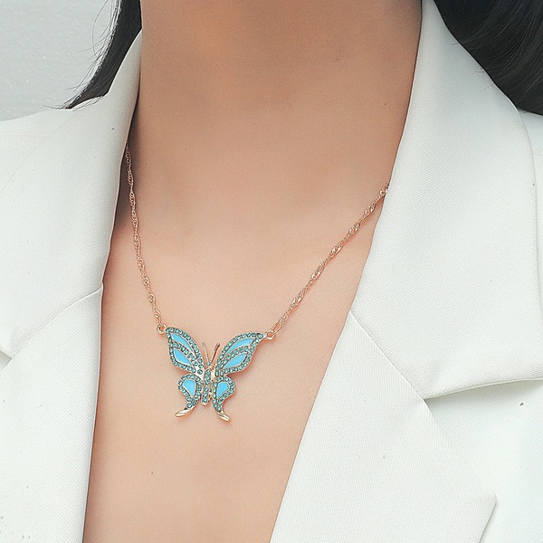 Bulk Jewelry Wholesale alloy rhinestone butterfly necklace JDC-NE-A310 Wholesale factory from China YIWU China