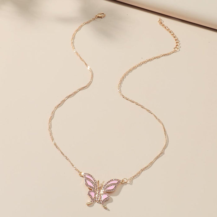 Bulk Jewelry Wholesale alloy rhinestone butterfly necklace JDC-NE-A310 Wholesale factory from China YIWU China