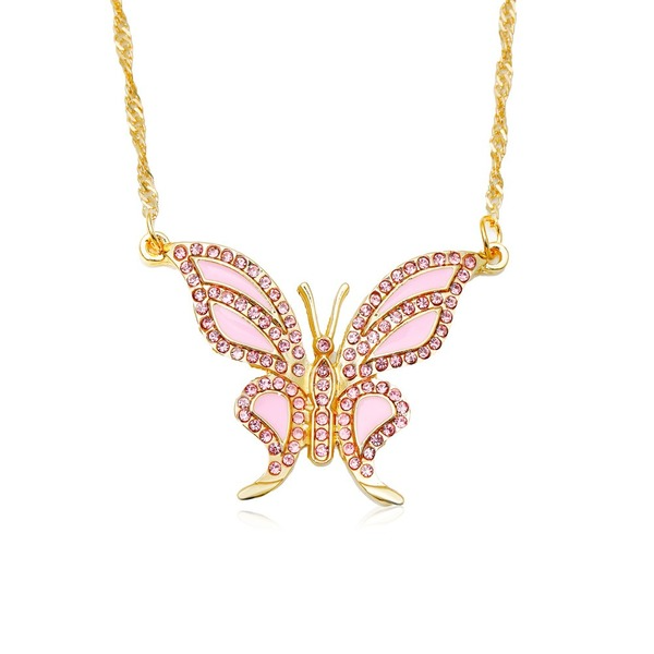 Bulk Jewelry Wholesale alloy rhinestone butterfly necklace JDC-NE-A310 Wholesale factory from China YIWU China