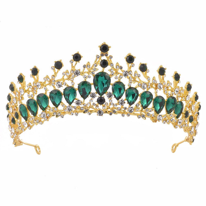 Wholesale Alloy Rhinestone Crystal Bridal Crown Headband JDC-HD-ZuanG002 Headband 钻岗 green Wholesale Jewelry JoyasDeChina Joyas De China